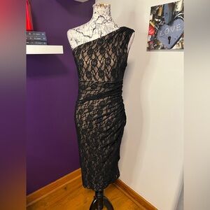 Maggy London One Shoulder Lacelike Dress